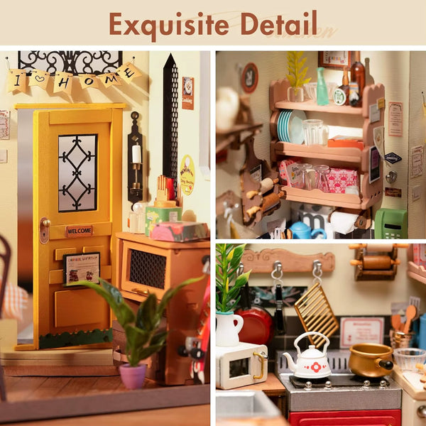 Rolife Cozy Kitchen 3D Wooden Puzzle DIY Miniature House Kit Gift for Kids DG159