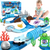 Shark Race Car Track Set for Children Ages 3 and Up - Bendable Flexible Racetrack Cars and Ocean Train Toy for STEM Education