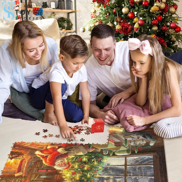 VATOS 2024 Christmas Advent Calendar Jigsaw Puzzle for Kids - 24-Day Santa Countdown Stocking Stuffer Game and Gift